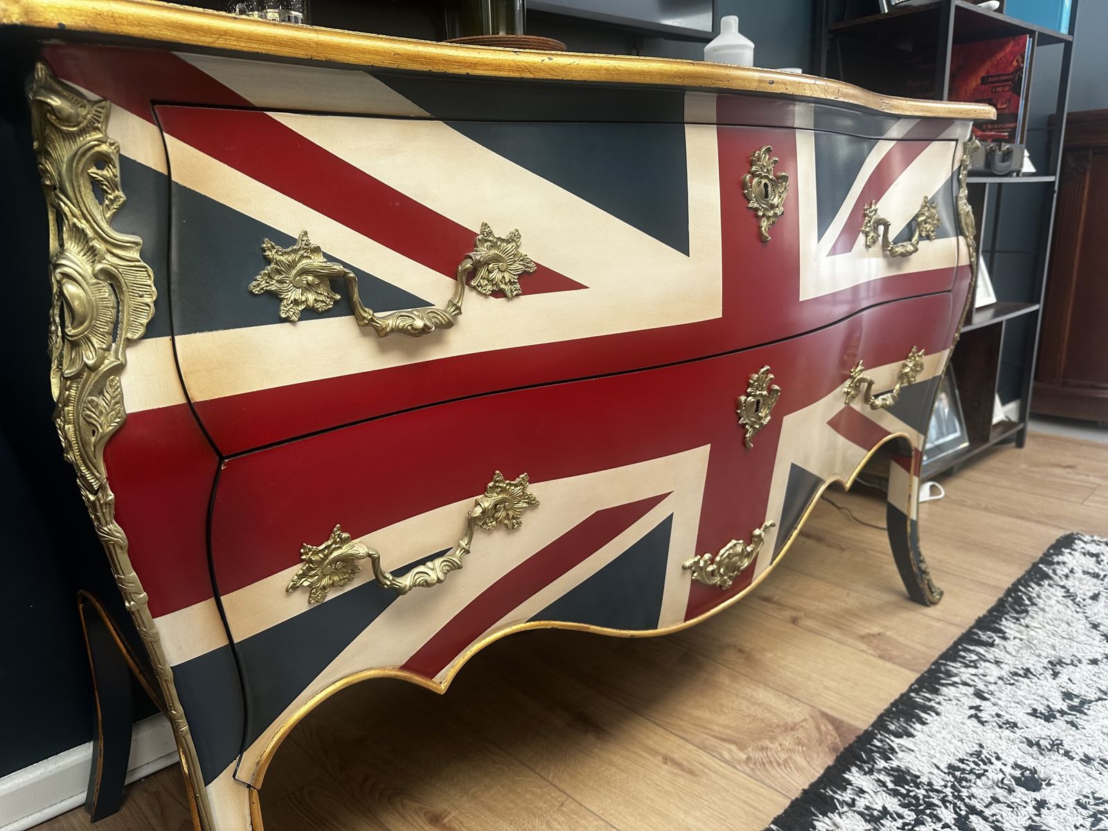Vintage Union Jack Bombe Chest Sideboard photo furniture