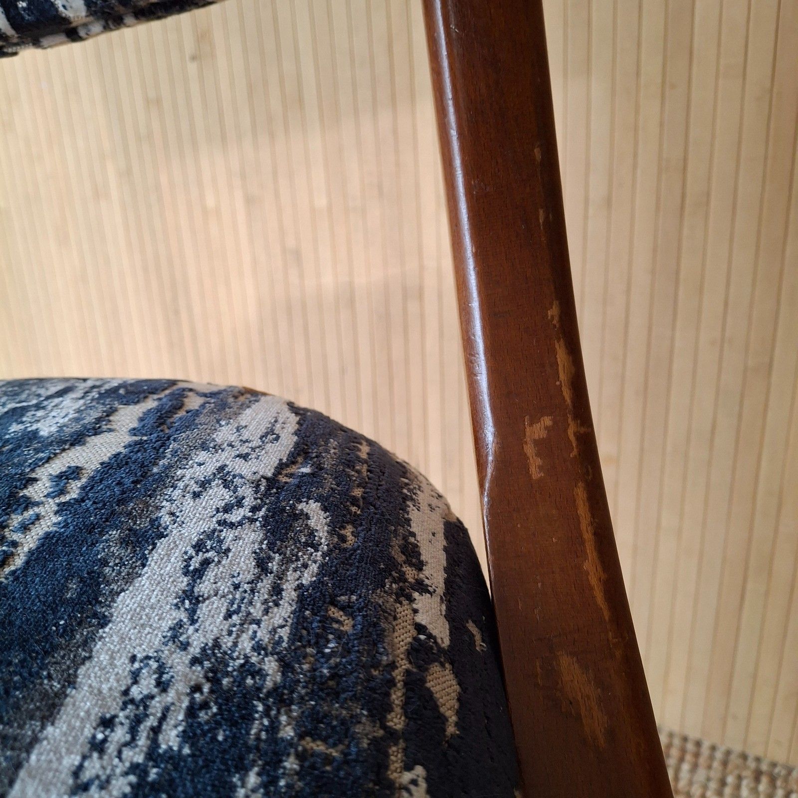 Fab Set Of 2 Vintage Mid Century Centa Dining Kitchen Chairs Blue Texture Velvet photo 400.0