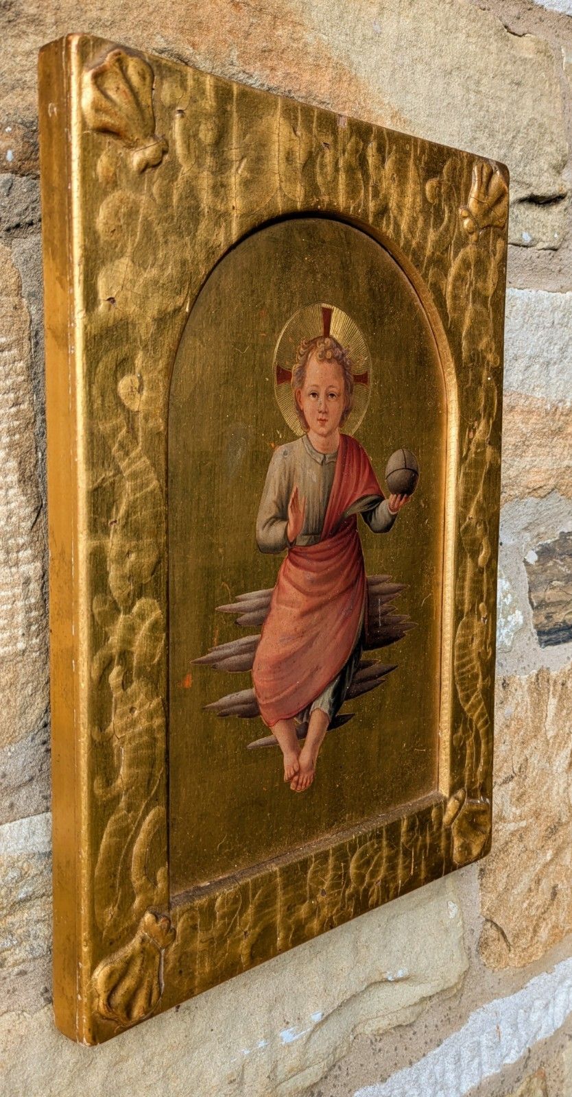 Antique Gilt Wood Icon After Fra Angelica 19th Century photo furniture