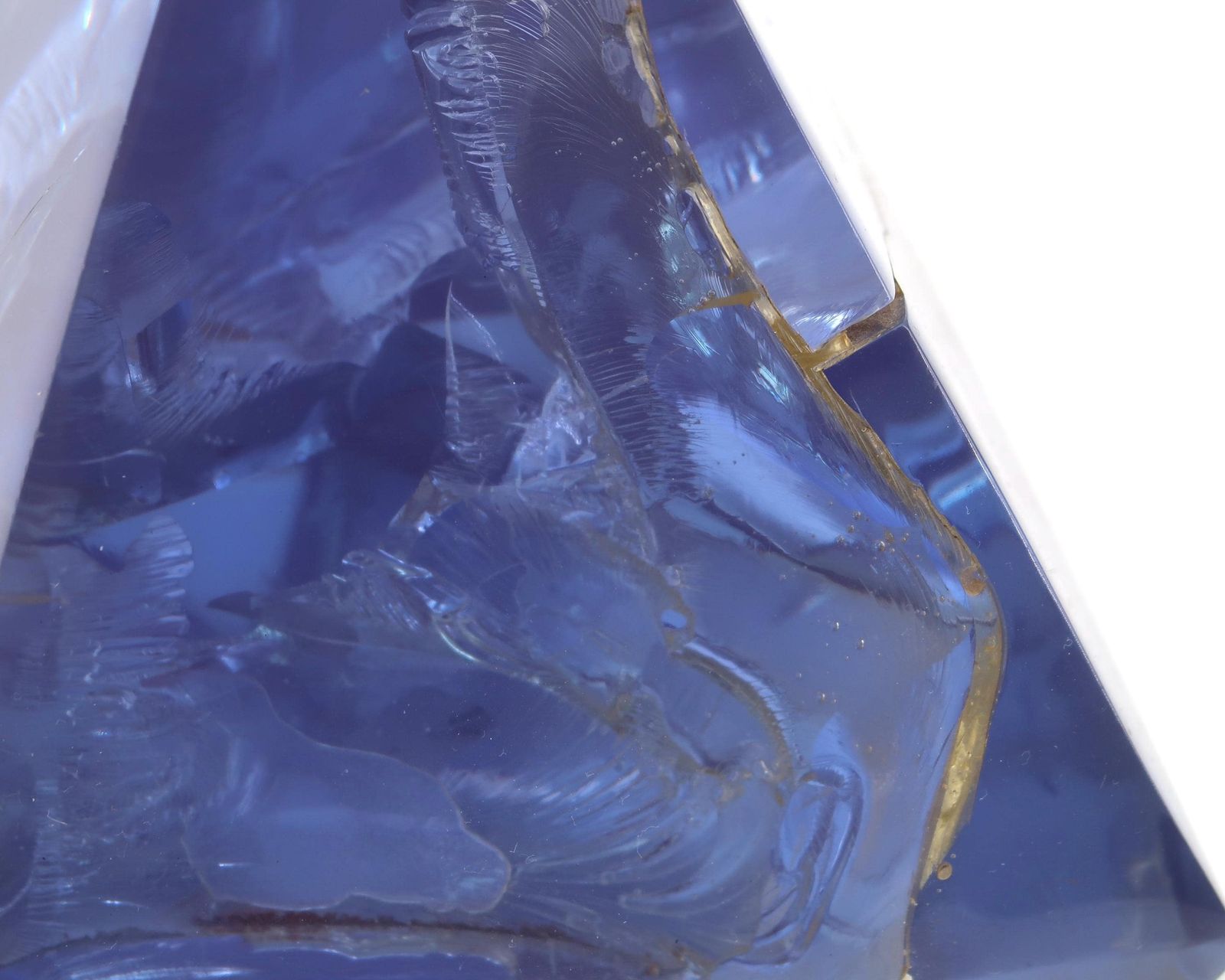 Sculpture, Fractal Resin Pyramid By François Godebski, 1970s / Blue, Minimalist, Home Decor, Geometric Shapes, Dangotte, Giraudon Style photo 2182.0