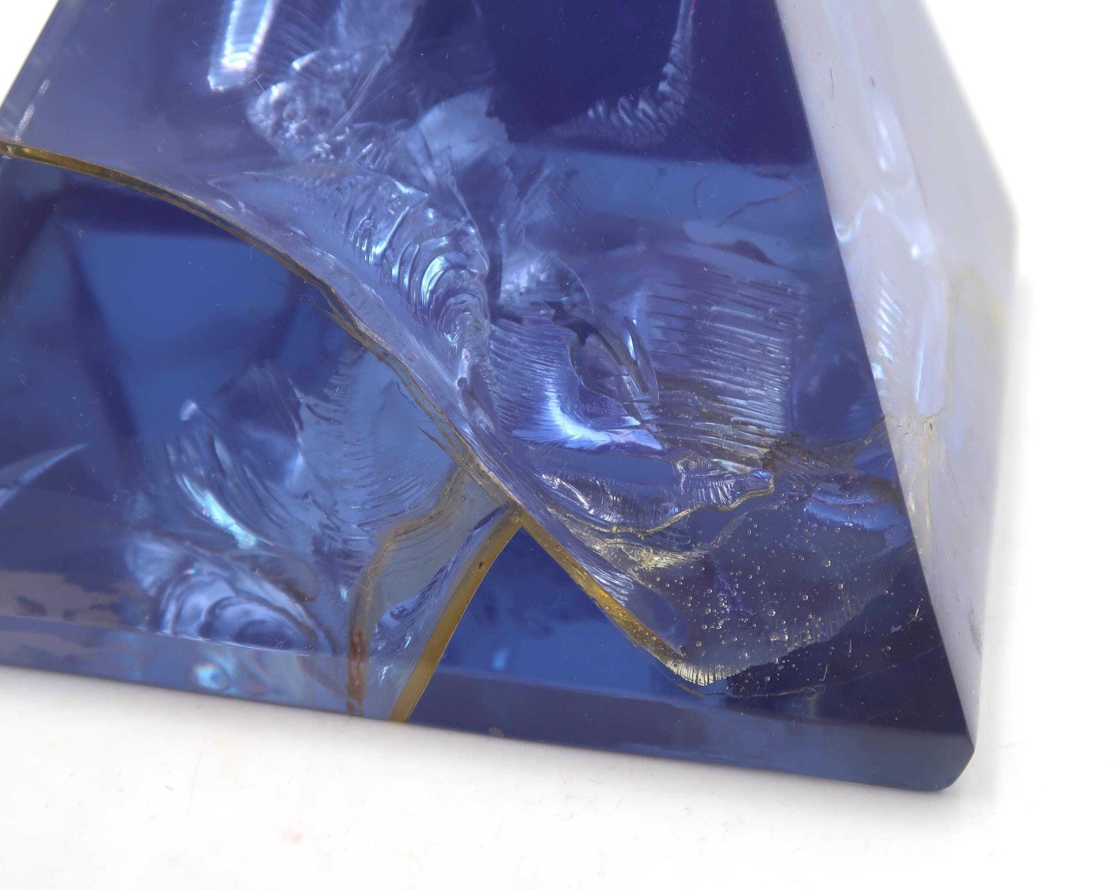 Sculpture, Fractal Resin Pyramid By François Godebski, 1970s / Blue, Minimalist, Home Decor, Geometric Shapes, Dangotte, Giraudon Style photo vinterior