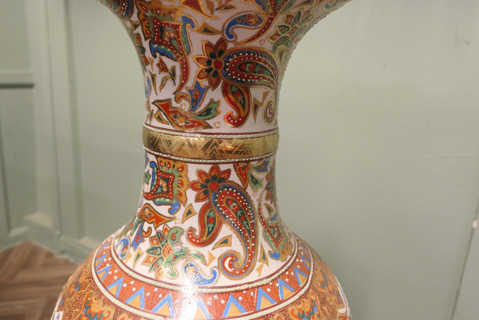 A Very Tall Oriental Ceramic Satsuma Vase photo Home Decor