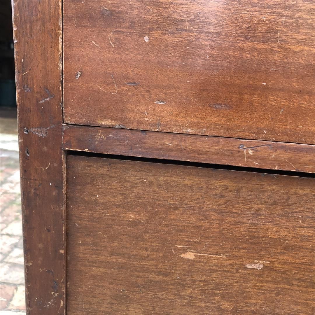 Antique Mahogany Wood Chest Of Four Drawers Brass Cup Handles 1920s photo Furniture