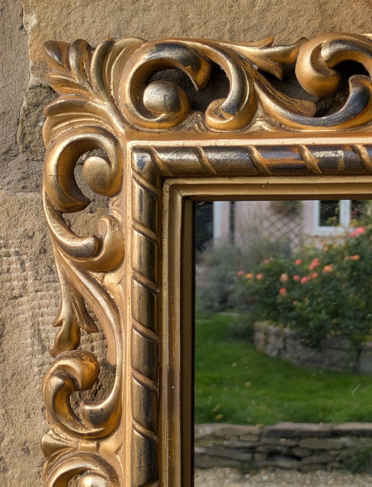 Antique Hand Carved Venetian Gilt Wood Mirror photo furniture