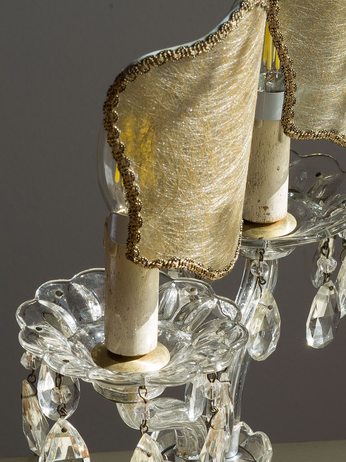 Crystal Wall Light With Two Lights And Lampshades photo furniture
