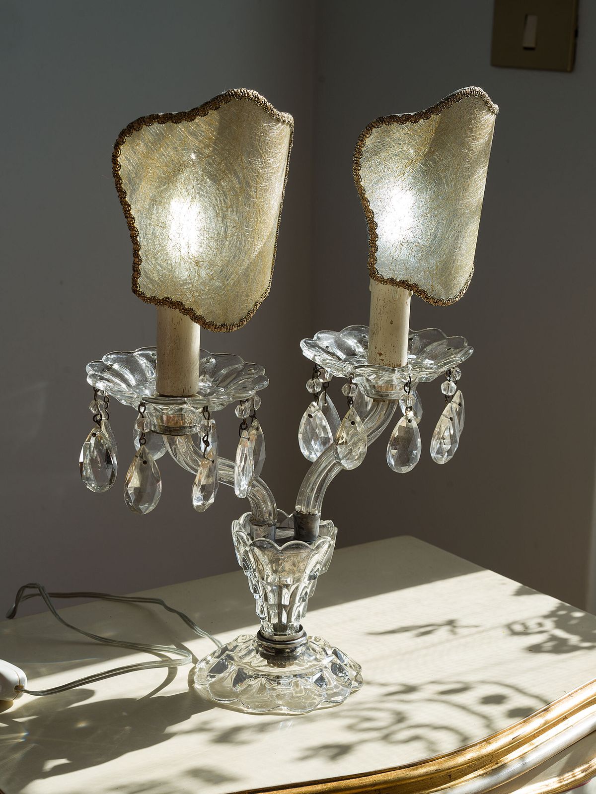 Crystal Wall Light With Two Lights And Lampshades photo 300.0