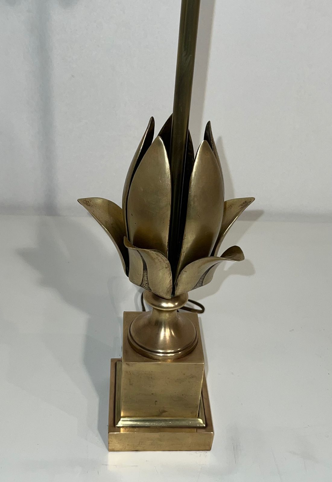 Brass Flower Lamp In The Style Of Maison Charles. Circa 1970 photo vinterior