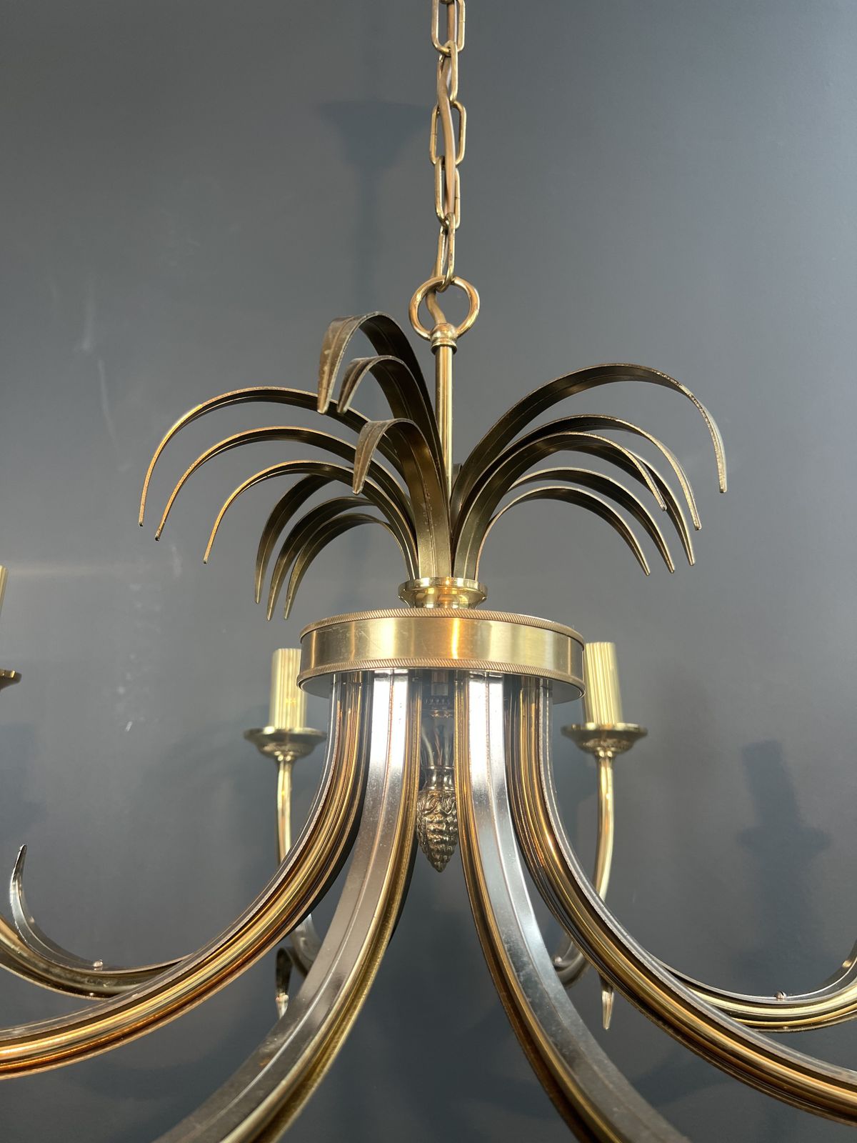 photo furniture Pineapple Chandelier In Brushed Metal And Gold Metal In The Style Of Maison Charles