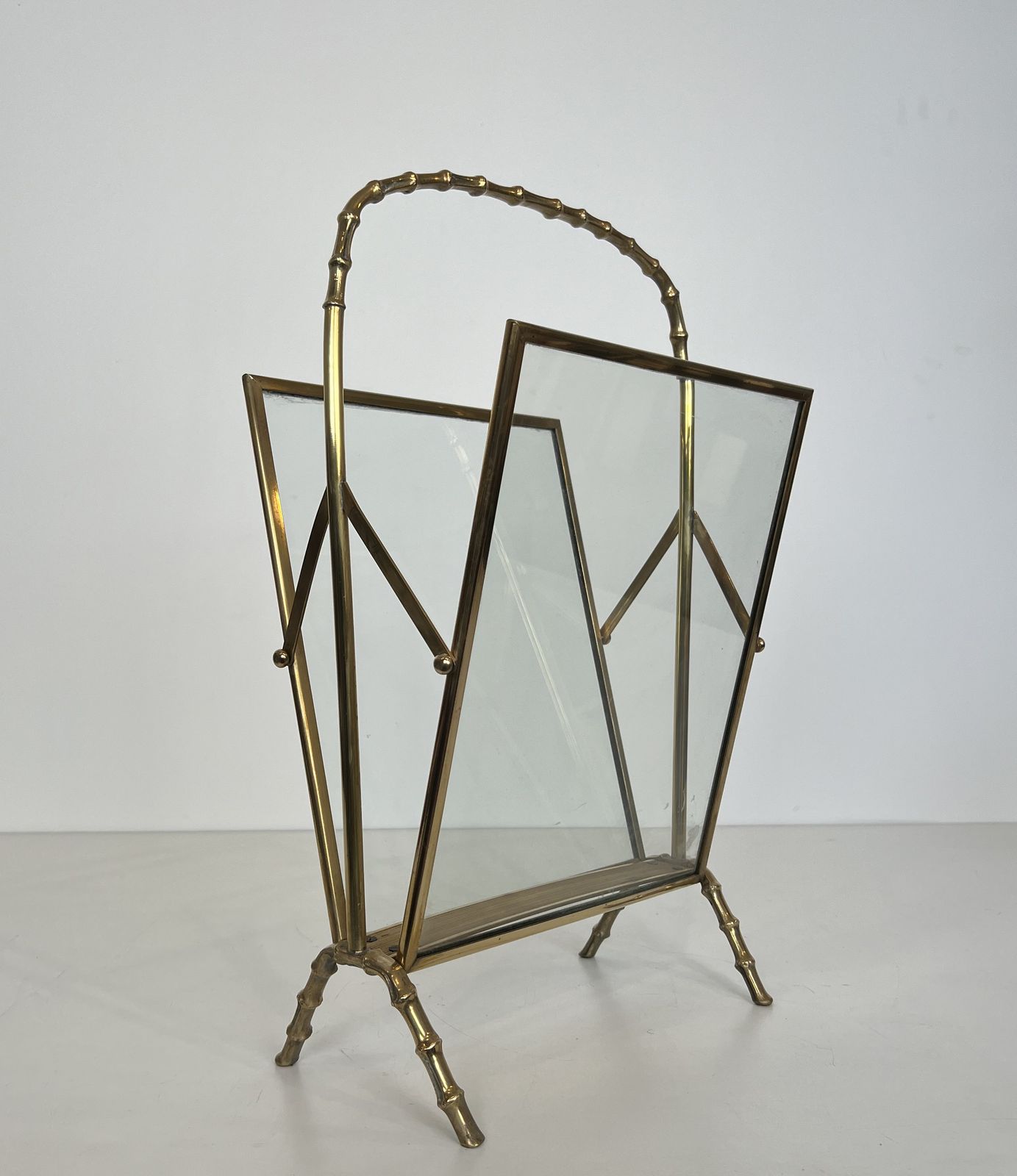 Faux Bamboo Magazine Rack In Bronze And Brass From Maison Baguès photo furniture