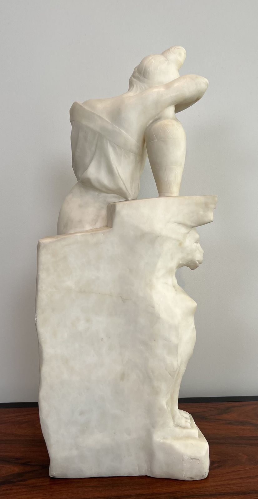 Art Carrara Marble Sculpture Representing A Romantic Young Girl With A Jug. Italian Work Signed Dante Zoi Of Florence. 19th Century photo