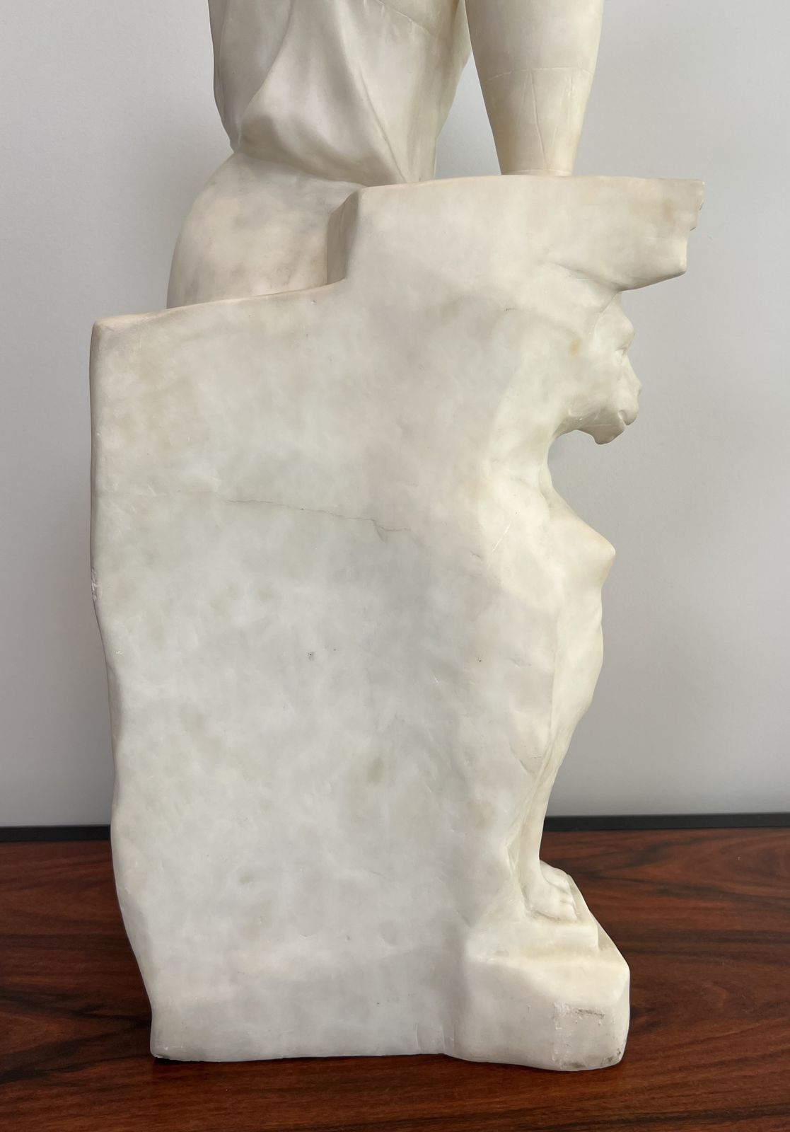 photo buy Carrara Marble Sculpture Representing A Romantic Young Girl With A Jug. Italian Work Signed Dante Zoi Of Florence. 19th Century