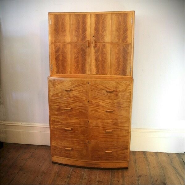 Art Deco Blonde Tallboy Chest Of Drawers photo Furniture