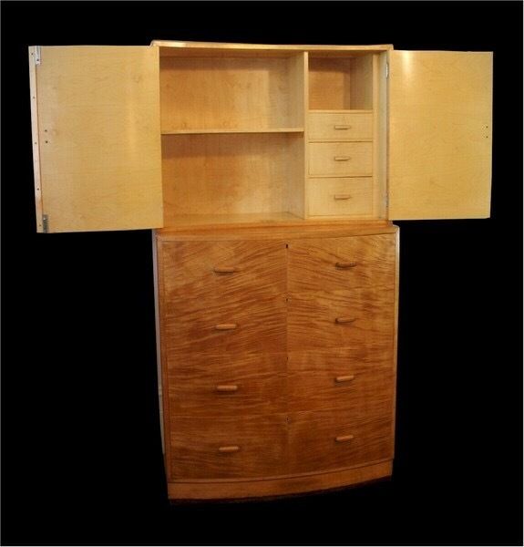 Art Deco Blonde Tallboy Chest Of Drawers