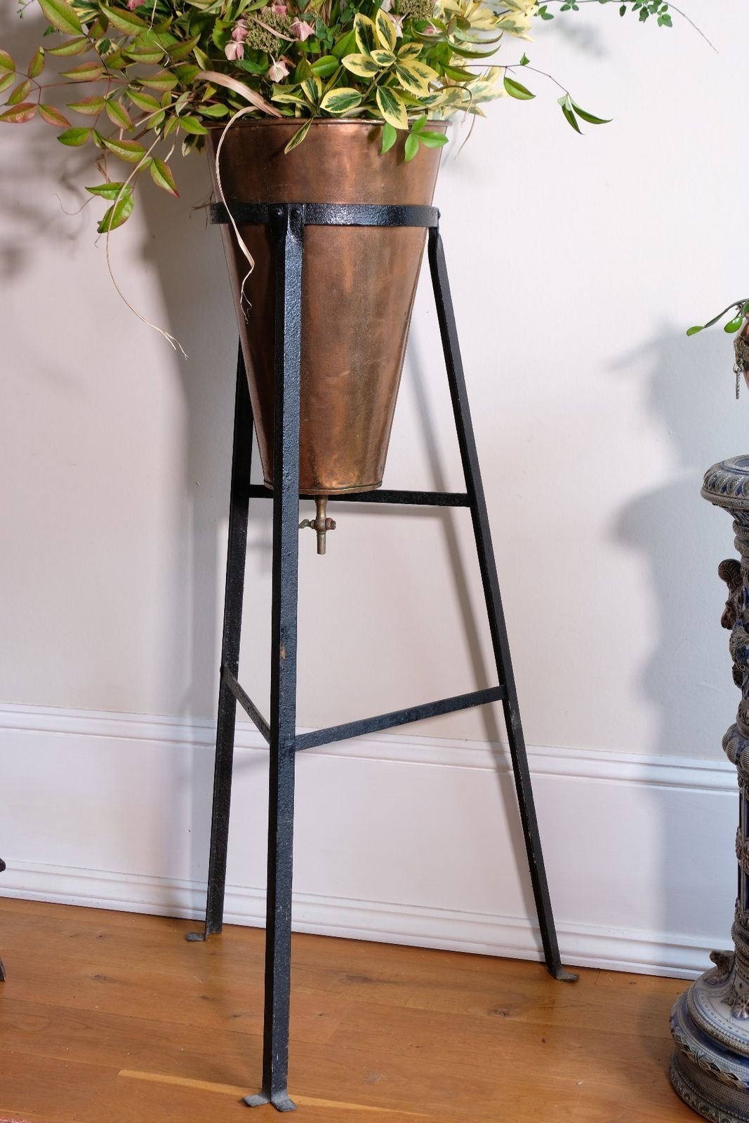 Large Copper Conical Planter On Cast Iron Stand Antique photo buy