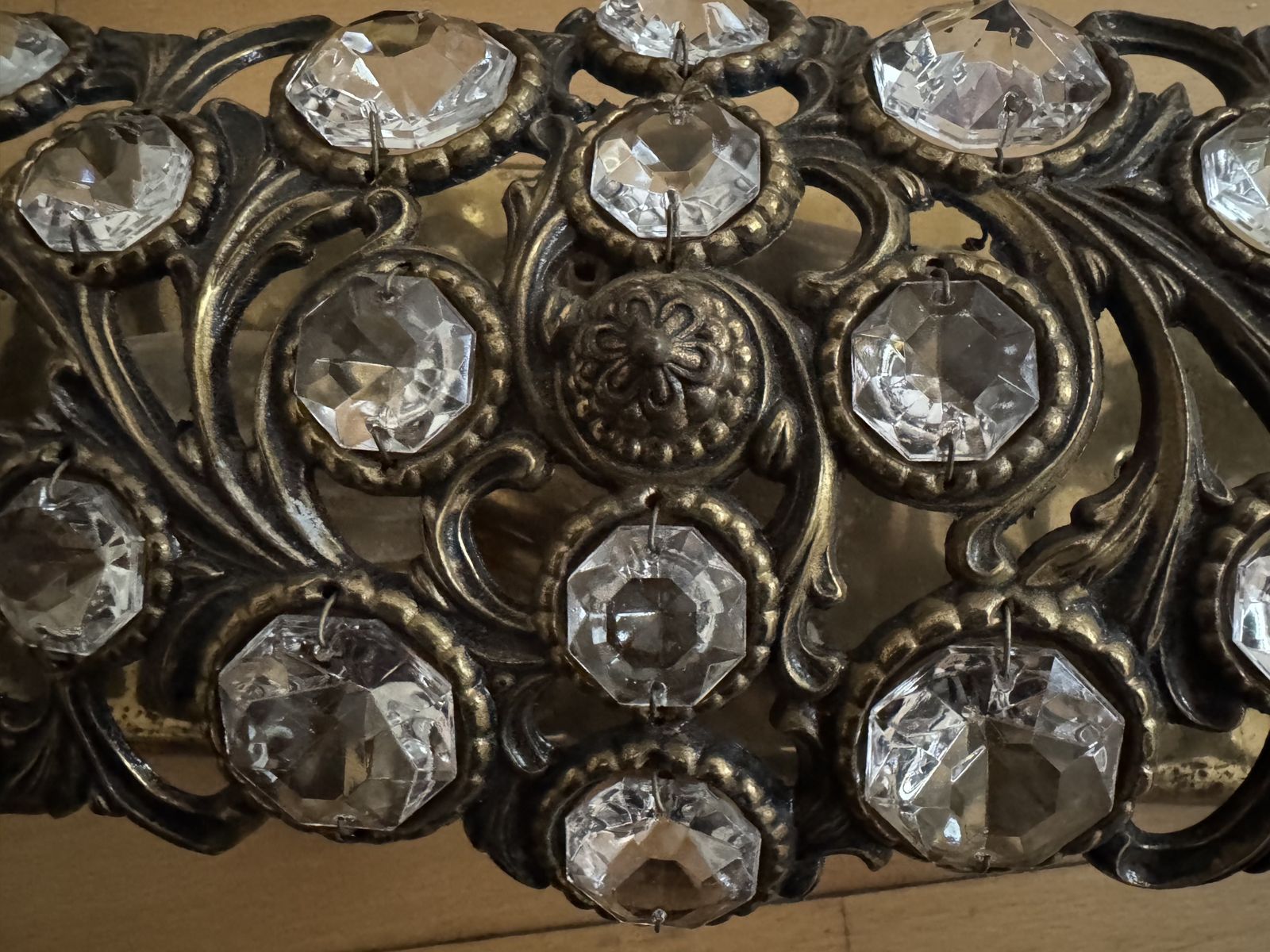 Golden  Vintage Crystal Wall Sconce By Palwa, Germany Circa 1960 1969 Crystal And Brass