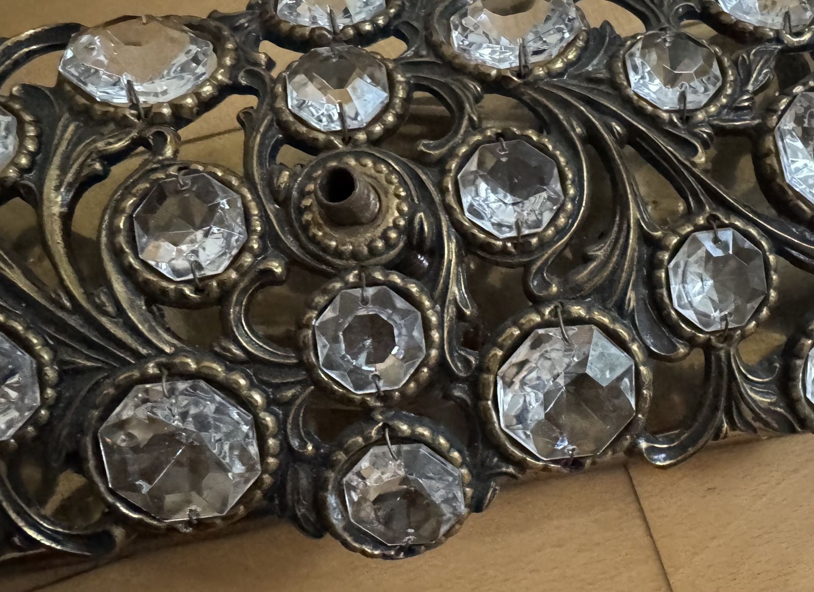 Golden  Vintage Crystal Wall Sconce By Palwa, Germany Circa 1960 1969 Crystal And Brass photo furniture