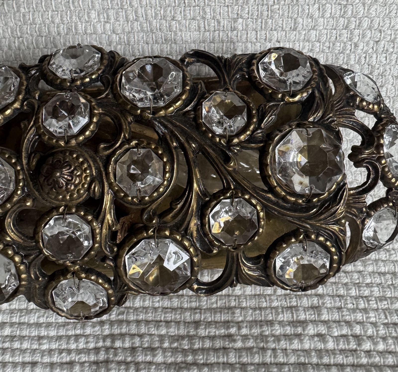 Golden  Vintage Crystal Wall Sconce By Palwa, Germany Circa 1960 1969 Crystal And Brass photo vinterior