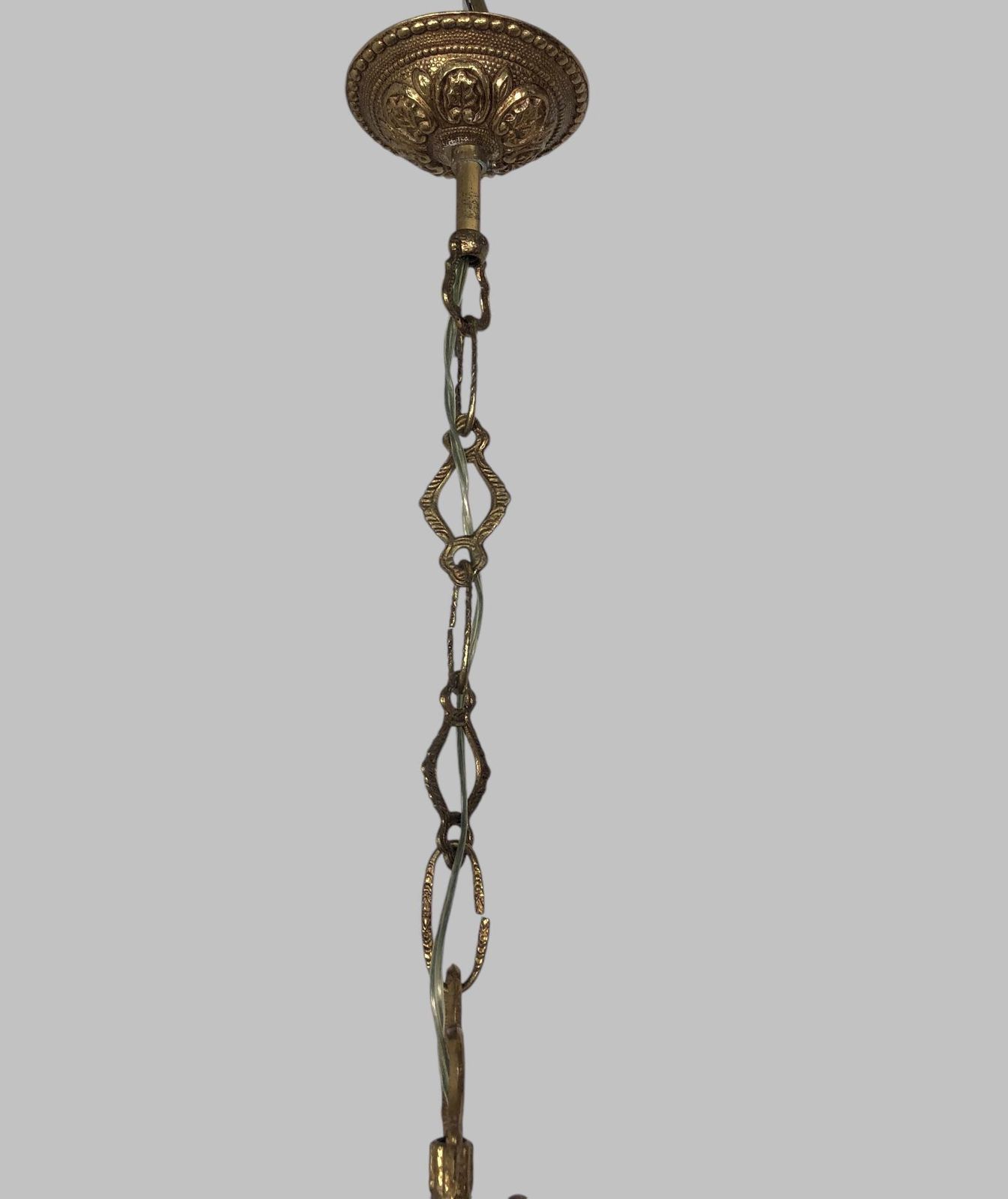 385.0 Gilt Bronze & Porcelain Chandelier With Matching Wall Lights photo