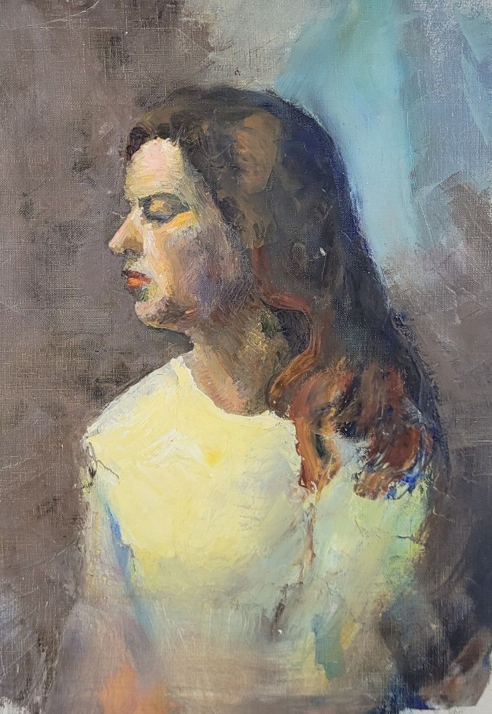 Antique Oil Painting Portrait Woman Impressionist 20th Century photo buy