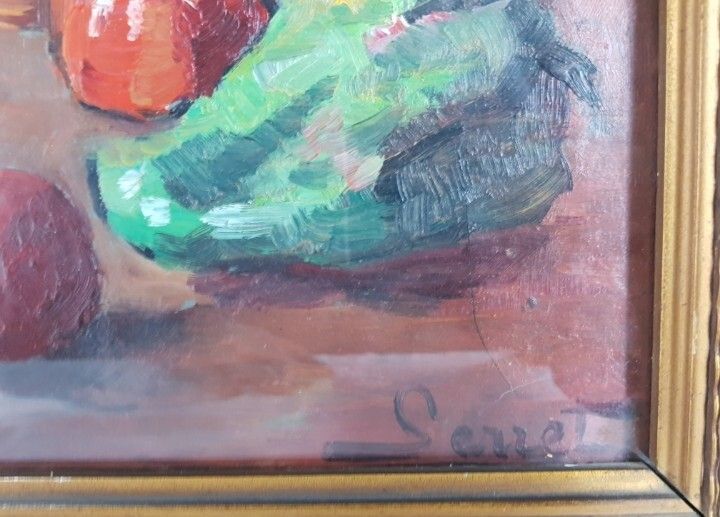 “Still Life With Vegetables,” Impressionist Oil On Canvas, Antique, Circa 1900–1930. photo Art