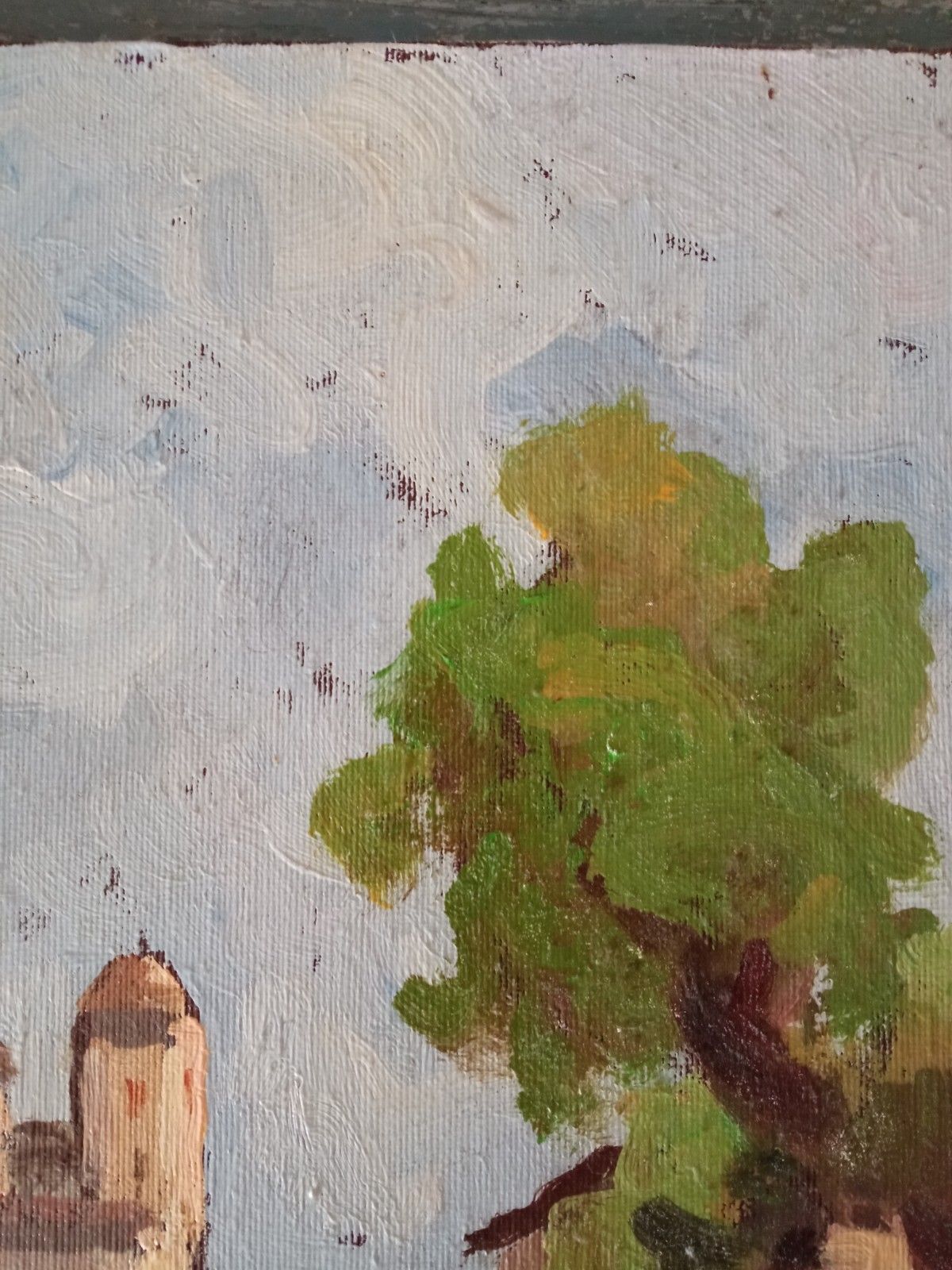 Early 20th Century Impressionist Oil Painting – Countryside Landscape photo Art
