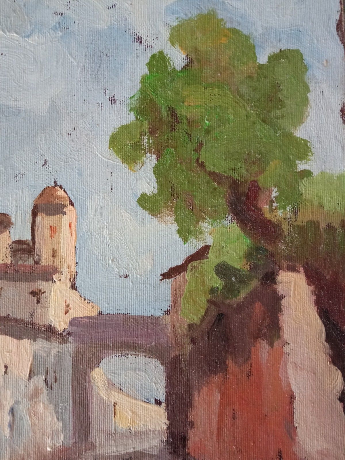 Early 20th Century Impressionist Oil Painting – Countryside Landscape photo 700.0