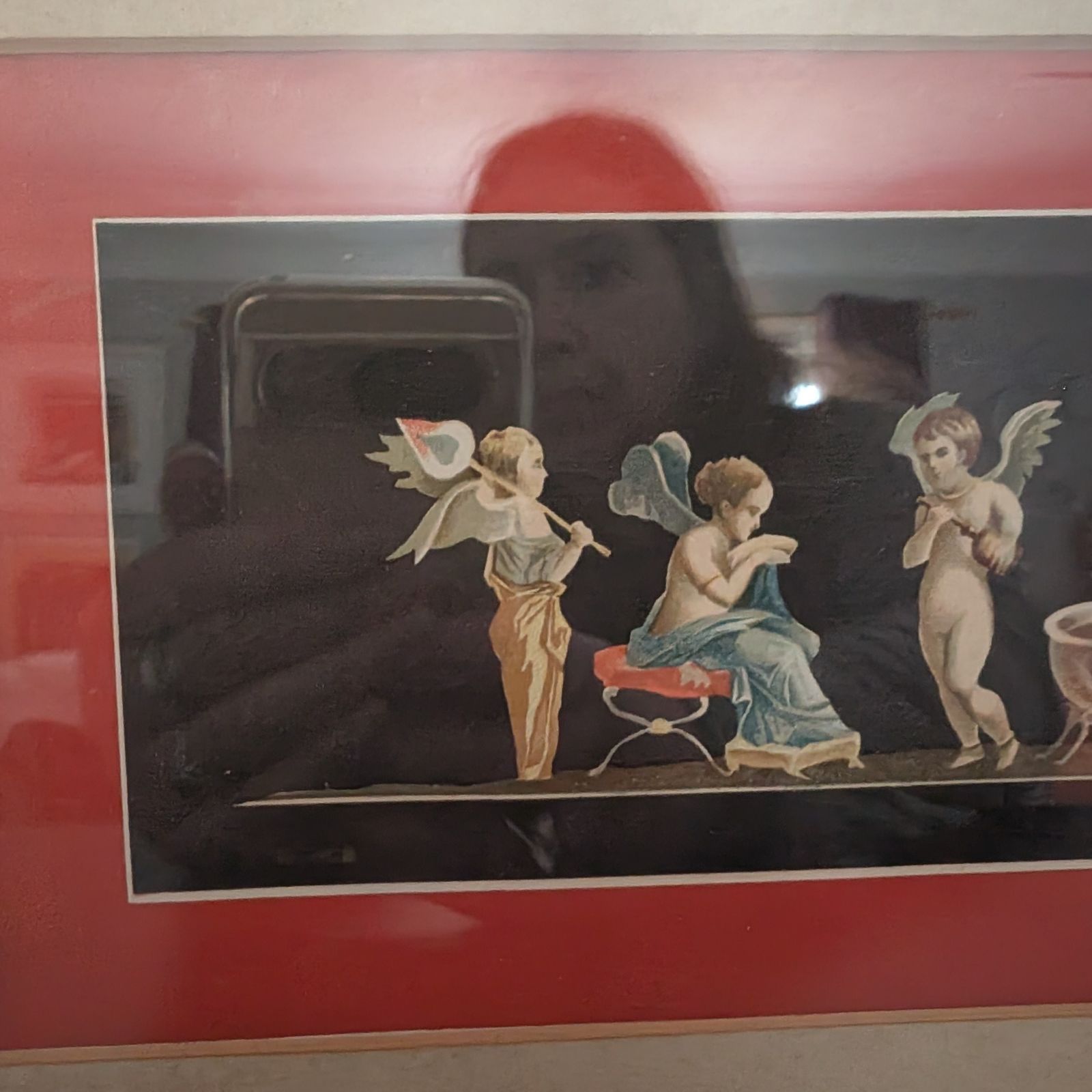 Antique Bardelloni Napoli Bokwinkel Chromolithograph Framed Print Cherubs Frieze photo Art