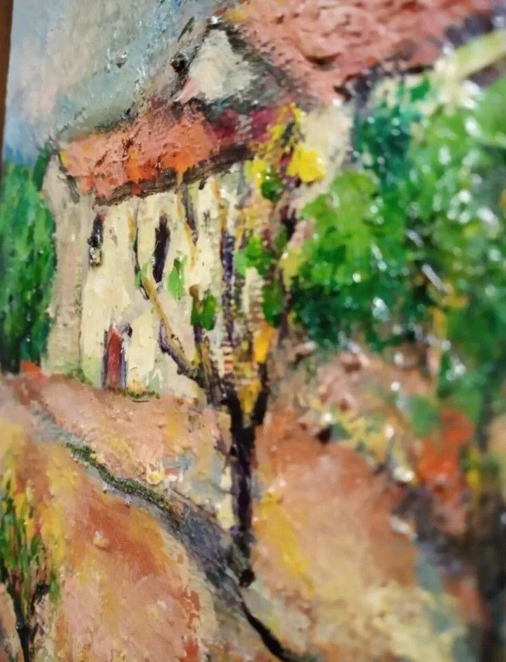 Original 20th Century Impressionist Landscape Oil Painting – Tranquil Countryside Scene photo for sale