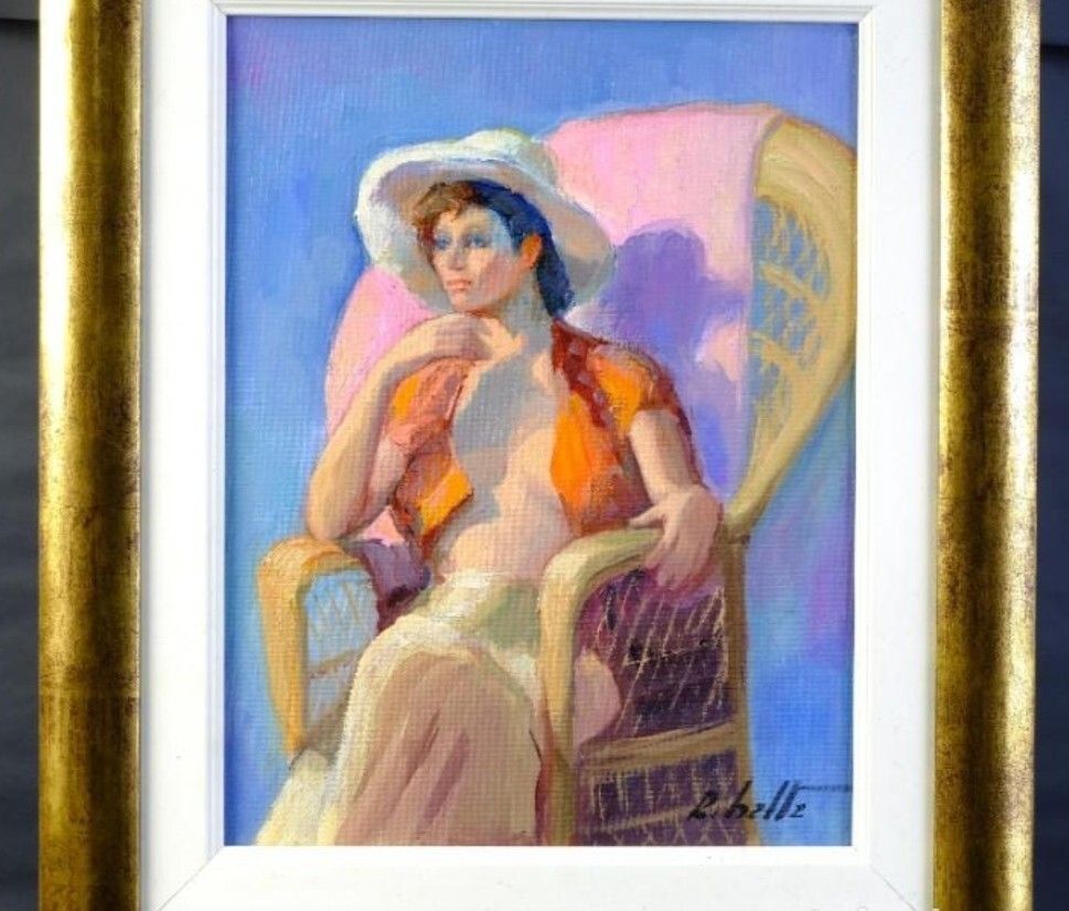 Antique Impressionist Portrait Of A Woman – 20th Century Oil On Canvas photo furniture