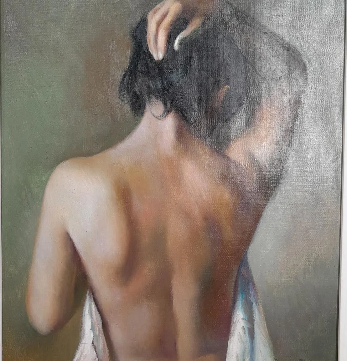 Elegant 20th Century Impressionist Oil On Canvas – Portrait Of A Nude Woman photo furniture