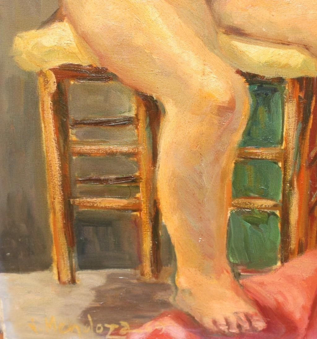 Antique Oil Painting Portrait Nude Woman Impressionist 20th Century photo 4200.0