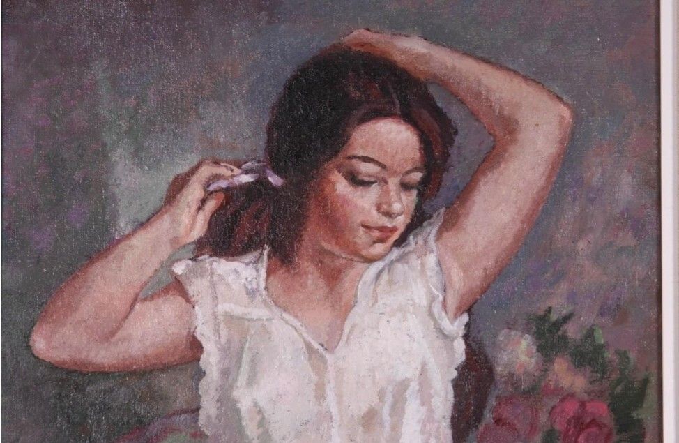 Fine Antique Impressionist Oil On Panel – Portrait Of A Woman, 20th Century photo furniture