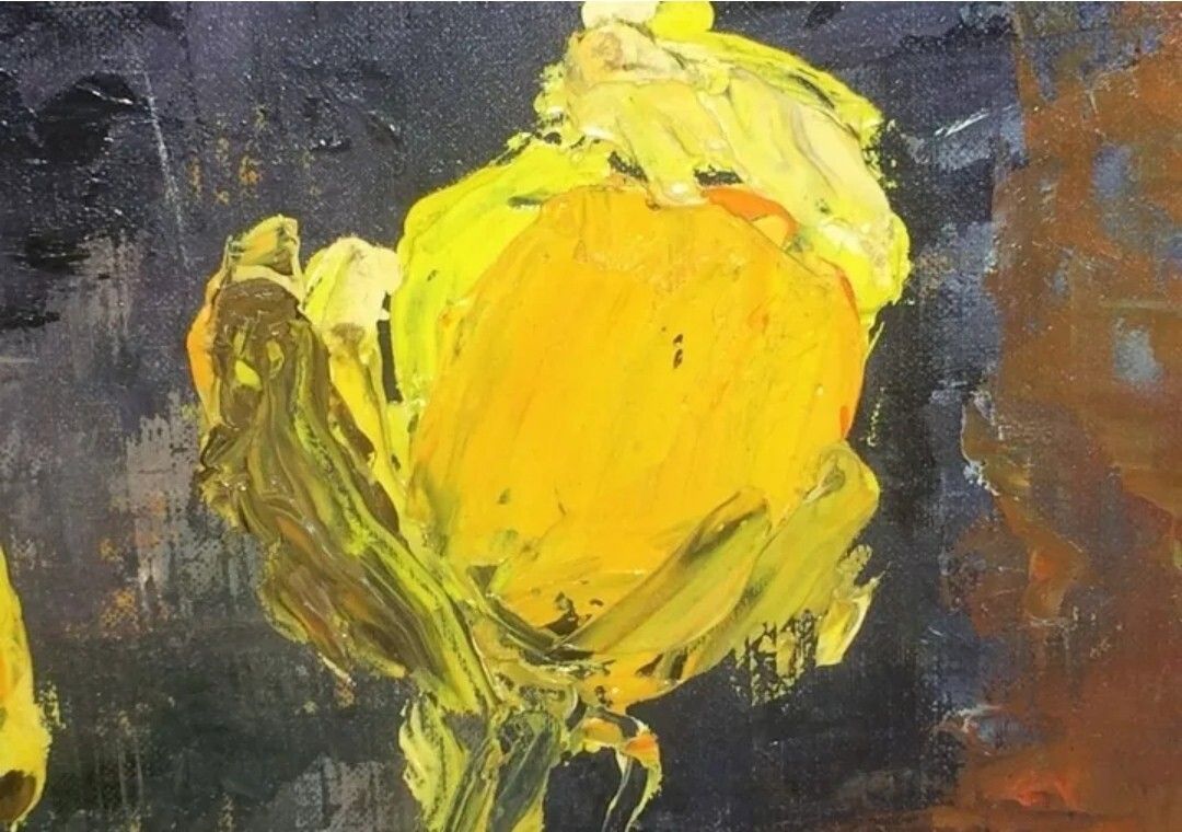 Antique Oil Painting Still Life Bouquet Of Flowers Impressionist 20th Century photo 2300.0