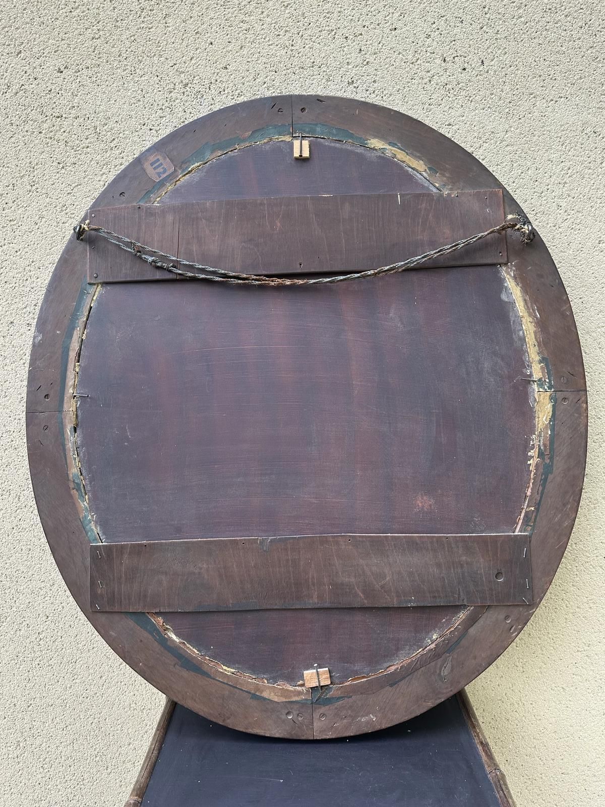photo vinterior Antique French Large Carved Oval Wooden Mirror