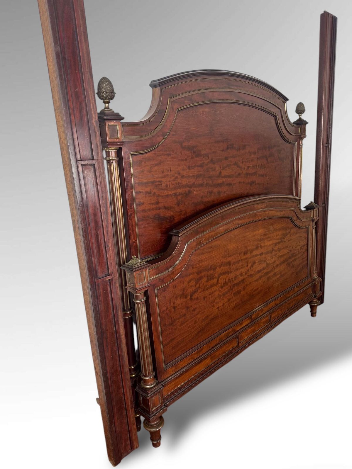 photo furniture Original French Carved Exotic Wood Xl Double Size Bed Frame