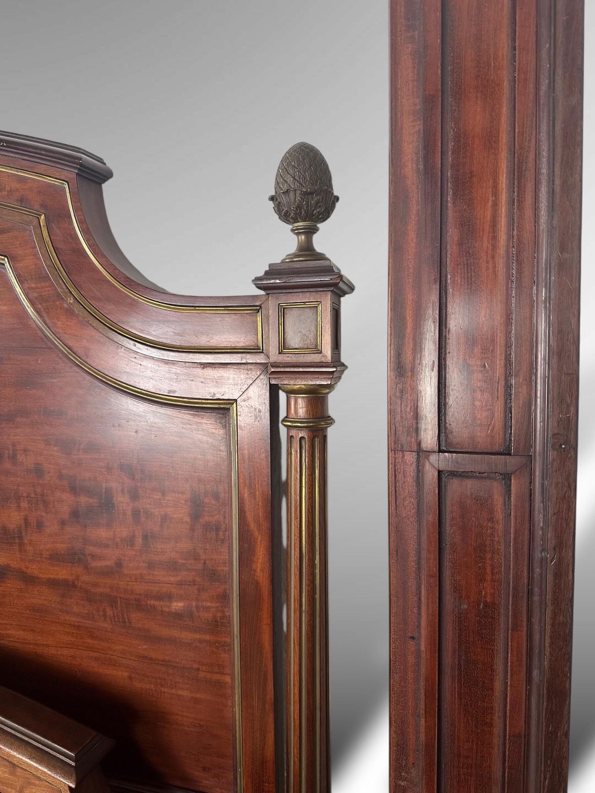 photo for sale Original French Carved Exotic Wood Xl Double Size Bed Frame