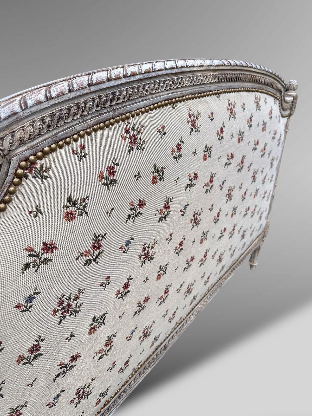 565.0 Vintage French Upholstered Double Bed Frame photo