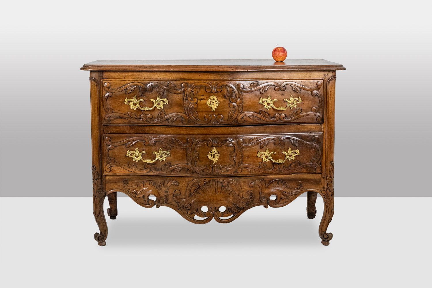 Curved Chest Of Drawers, Known As A Nîmoise, In Walnut, With Two Drawers. 18th Century. photo furniture
