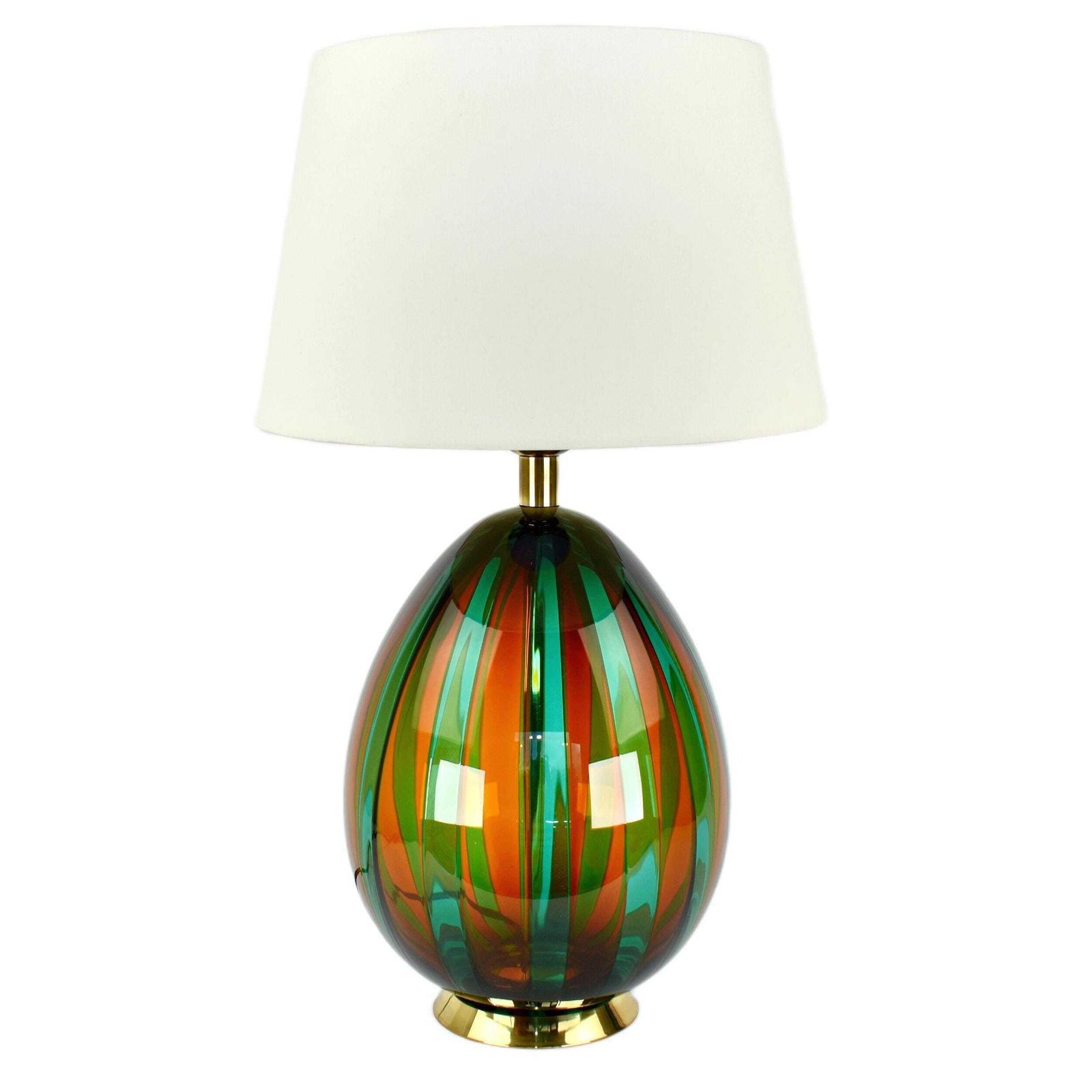 Vintage Murano Glass Veart Table Lamp | Mid Century Green Red Gold Accent Light Buffet | Brass Vintage Venini Italian Gold Hollywood Regency