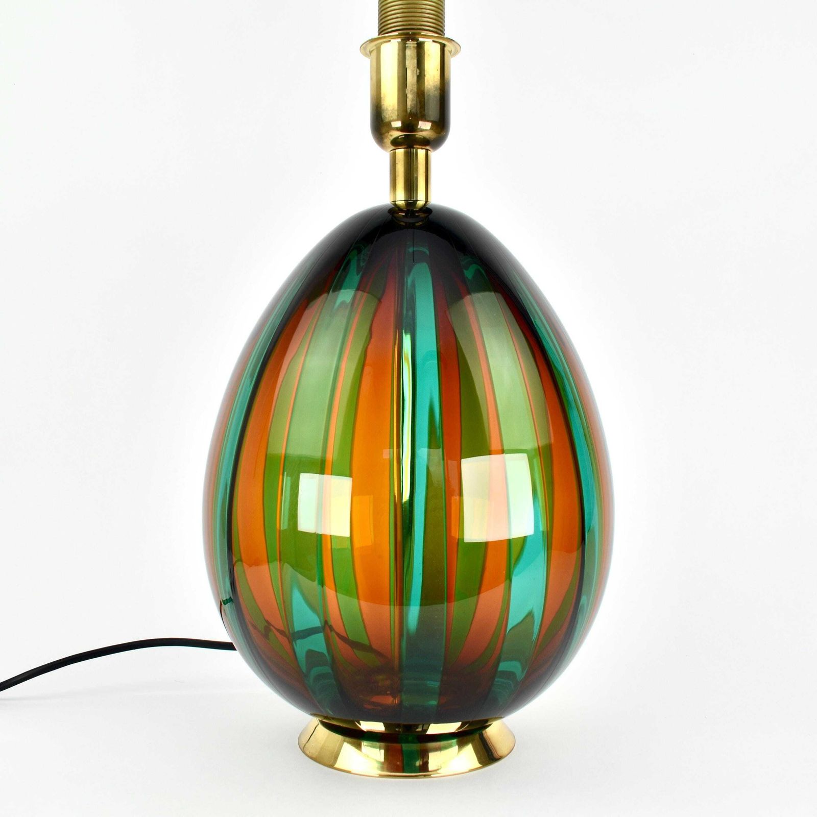 Vintage Murano Glass Veart Table Lamp | Mid Century Green Red Gold Accent Light Buffet | Brass Vintage Venini Italian Gold Hollywood Regency photo vintage