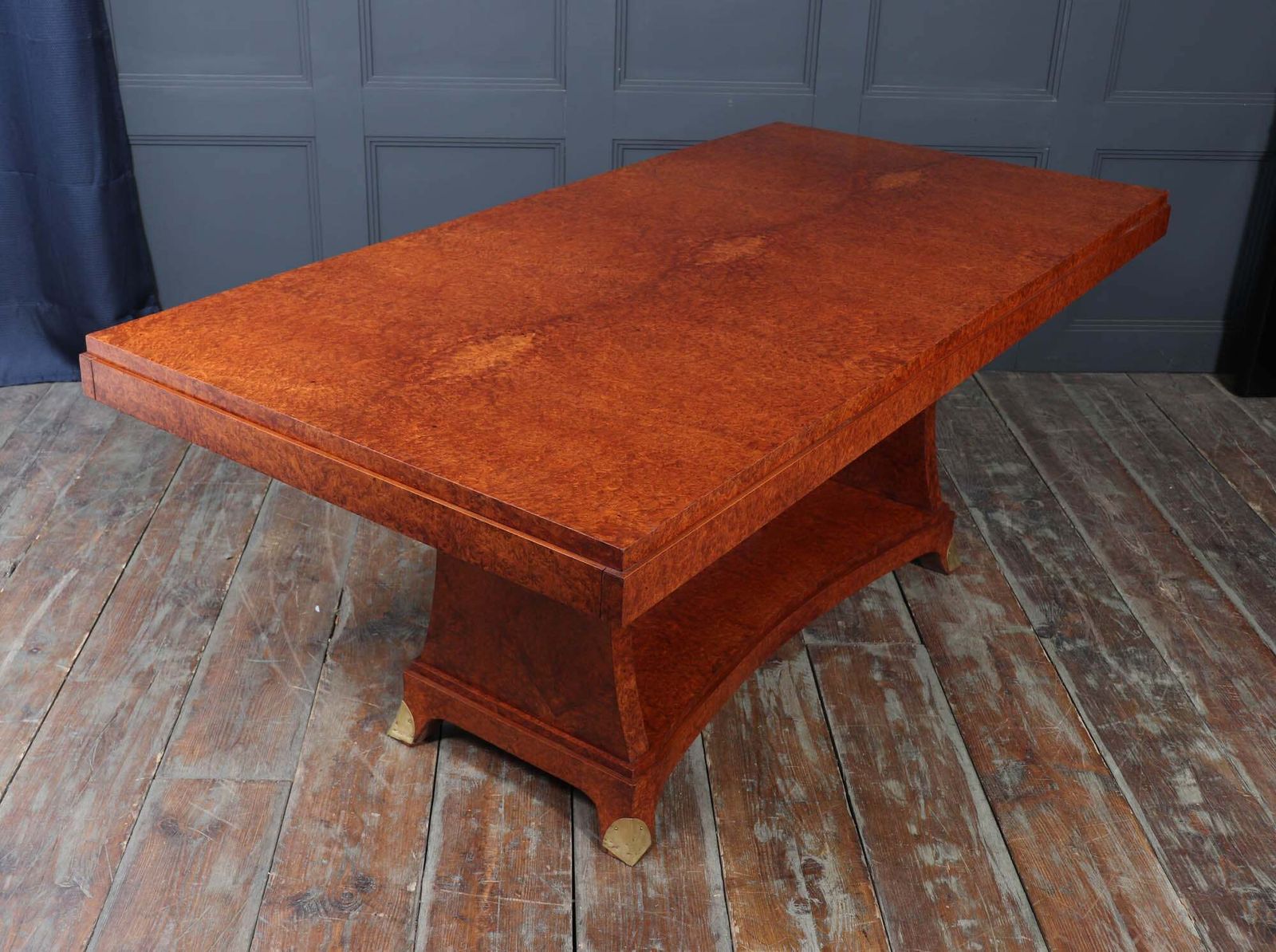 Furniture French Art Deco Dining Table In Amboyna, Circa 1925 photo