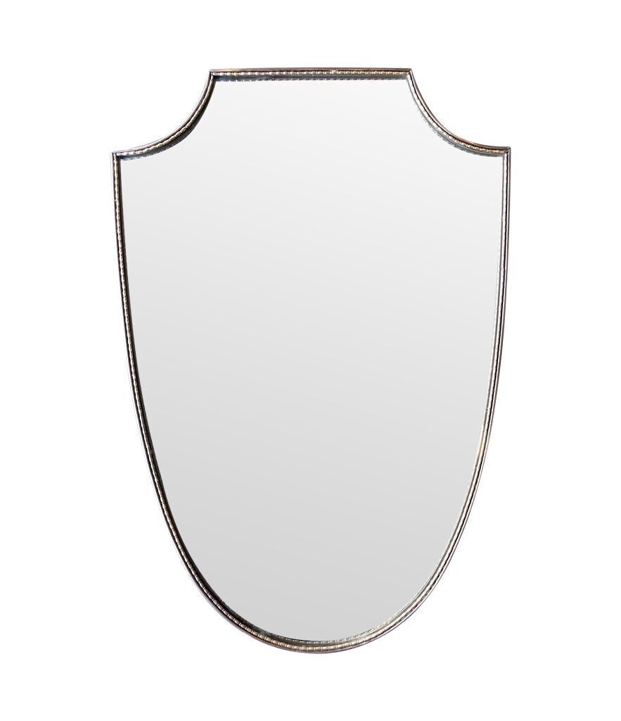 An Orignal Italian 1960s Brass Shield Mirror With Beaded Inner Frame Detail