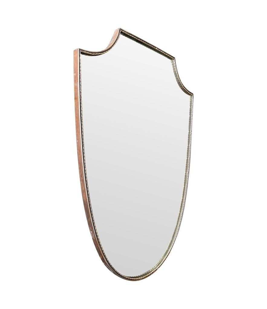 An Orignal Italian 1960s Brass Shield Mirror With Beaded Inner Frame Detail photo buy