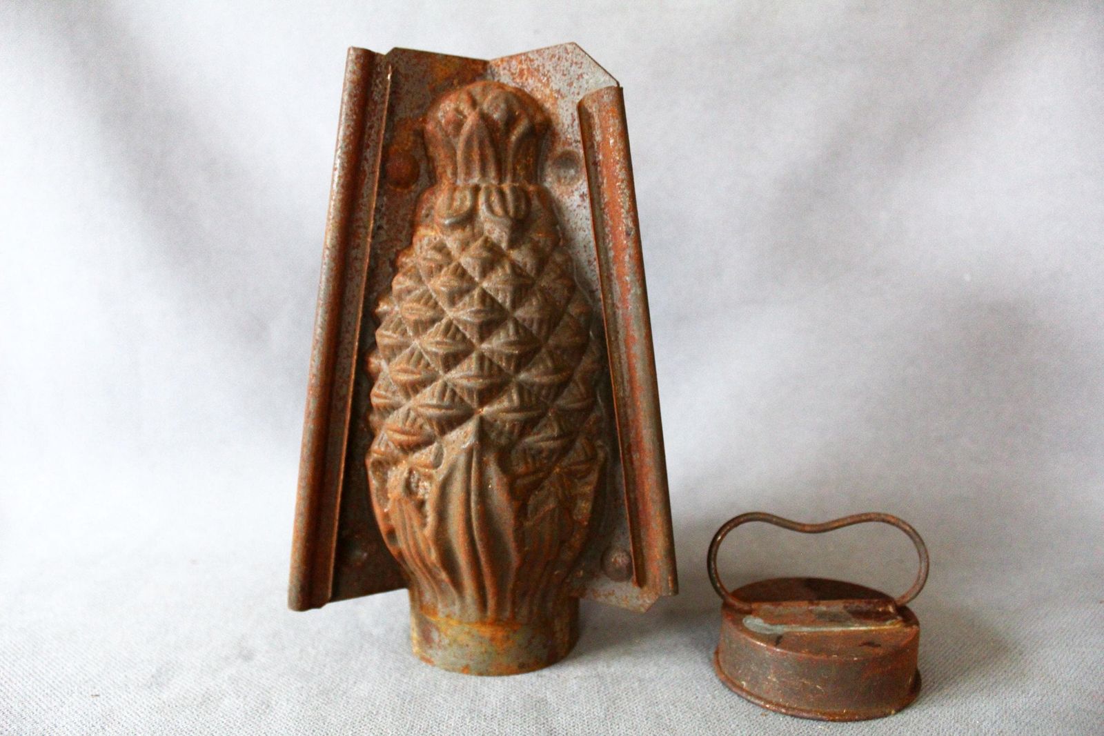 Large Antique 19th Century Tin Metal Ice Cream Mould, Pineapple Mold, Fruit, Baking Accessories, Kitchenalia Country Farmhouse Decor photo furniture