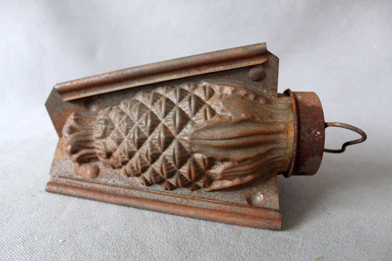 photo for sale Large Antique 19th Century Tin Metal Ice Cream Mould, Pineapple Mold, Fruit, Baking Accessories, Kitchenalia Country Farmhouse Decor