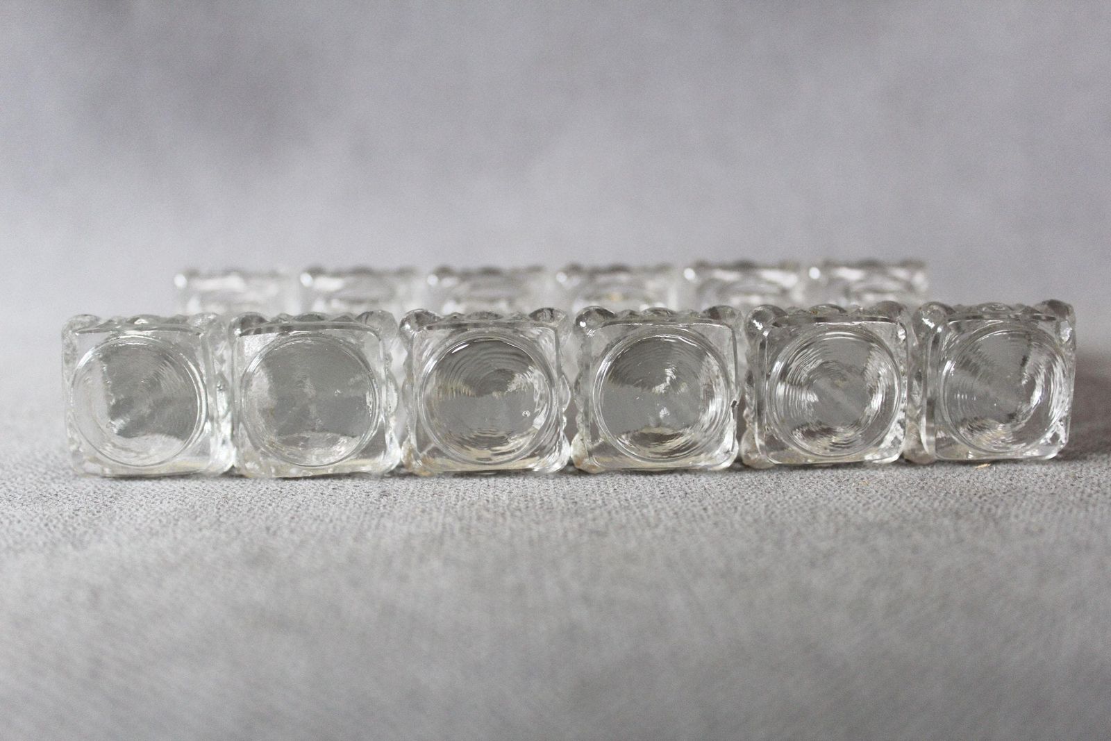 Set Of 6 Vintage Crystal Glass Knife Rests, Val Saint Lambert Belgium, Art Deco 1930s, Architectural Column Design, Signed, Fine Dining photo buy