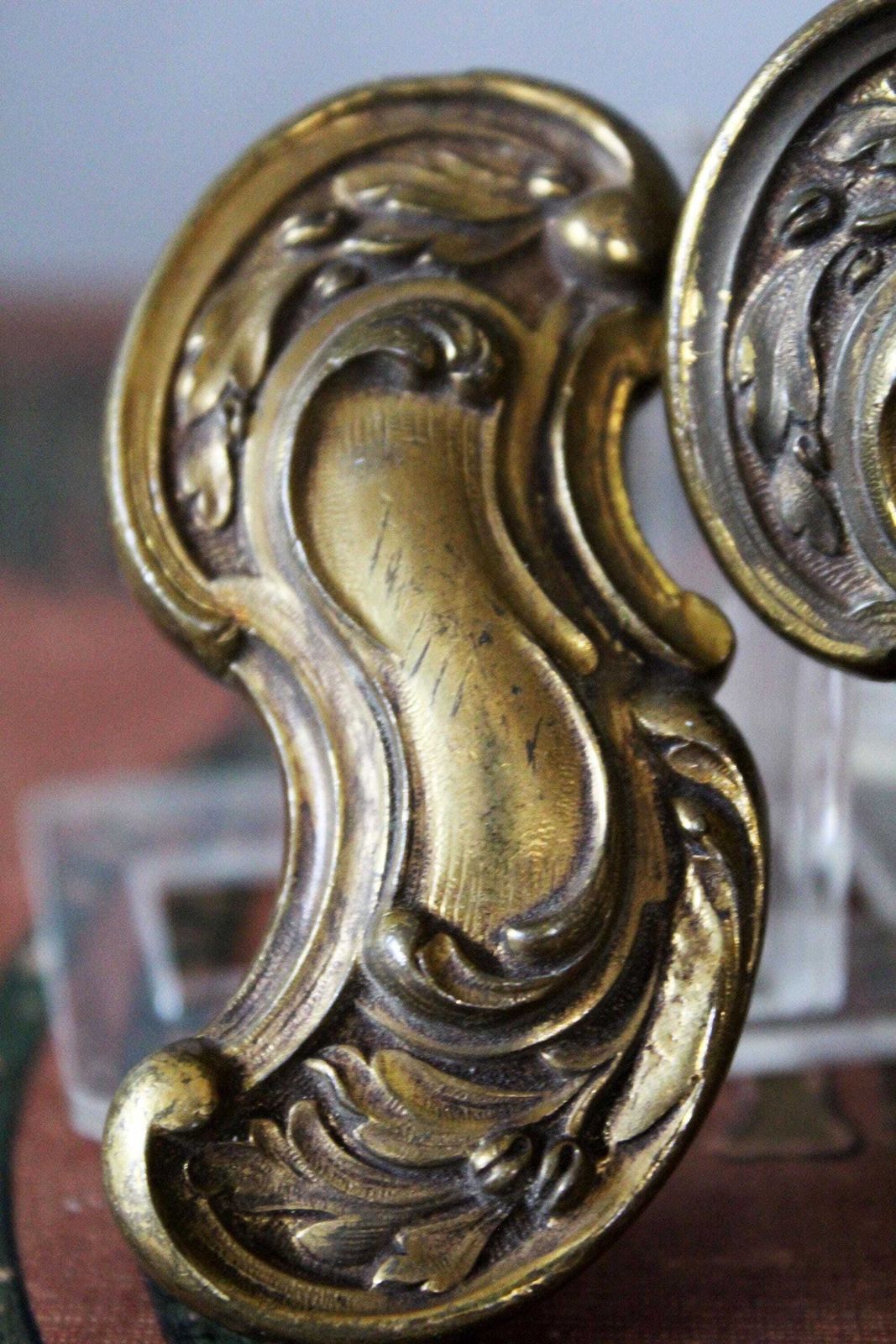 Set Of Two Antique French Regency Cast Bronze Door Handles, Hardware Restoration, Ornate Pair Door Pull, Castle Architectural, L B Paris photo furniture