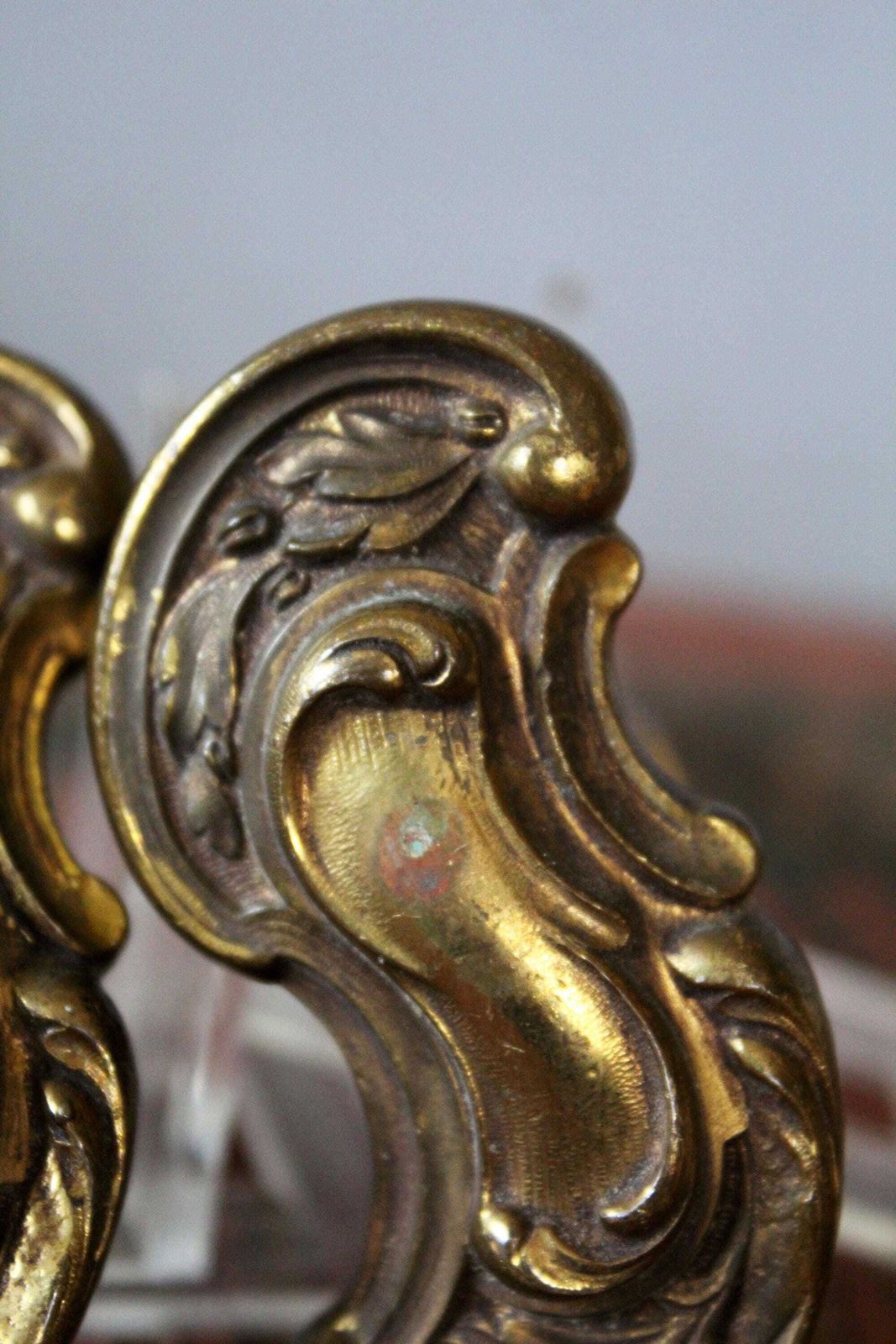 Set Of Two Antique French Regency Cast Bronze Door Handles, Hardware Restoration, Ornate Pair Door Pull, Castle Architectural, L B Paris photo for sale