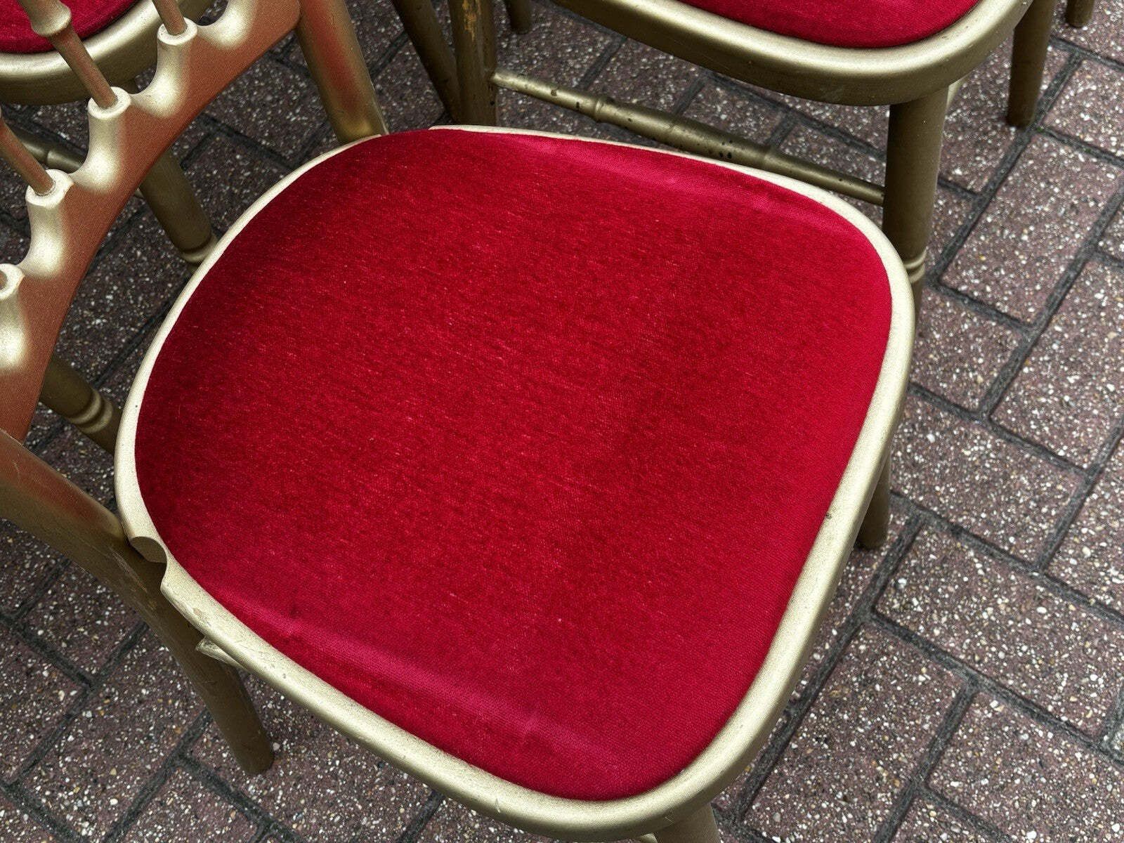 12 Cafe / Events Louis Style Gold Gilt Wooden And Upholstered Dining Chairs photo buy