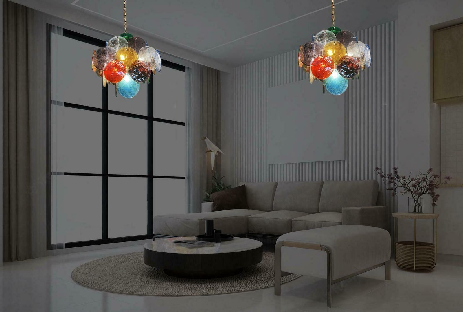 Charming Mid Century Arlecchino Italian Disc Chandelier Murano 1990s photo vinterior